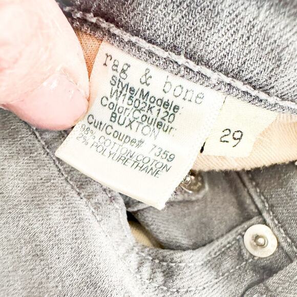Rag & Bone Skinny Jean Buxton Gray Wash Denim Size 29 W1502K120 - Picture 7 of 8